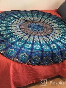 img 5 attached to Folkulture Bohemian Mandala Round Beach Blanket & Yoga Mat: A Versatile Boho Home Decor In Blue - 72 Inches
