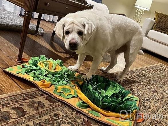 img 1 attached to Enrichment Nosework Feed Games: AWOOF Snuffle Mat For Dogs - Interactive Puzzle Toy, 34.6" X 19.6" Dog Feeding Mat Encouraging Natural Foraging Skills, Stress Relief And Slow Eating review by Kristina Fleming