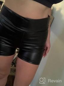img 8 attached to Women'S Faux Leather High Waisted Sexy Disco Hot Pants Club Shorts Flexible