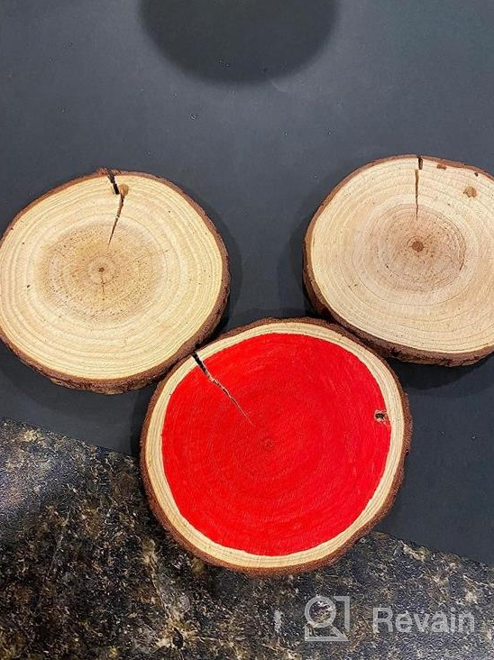 img 1 attached to 30 Pcs 3.1-3.5 Inch Fuyit Natural Wood Slices Unfinished Predrilled Wooden Circles Tree Slice With Hole For DIY Arts Craft Christmas Ornaments review by Rail Basri