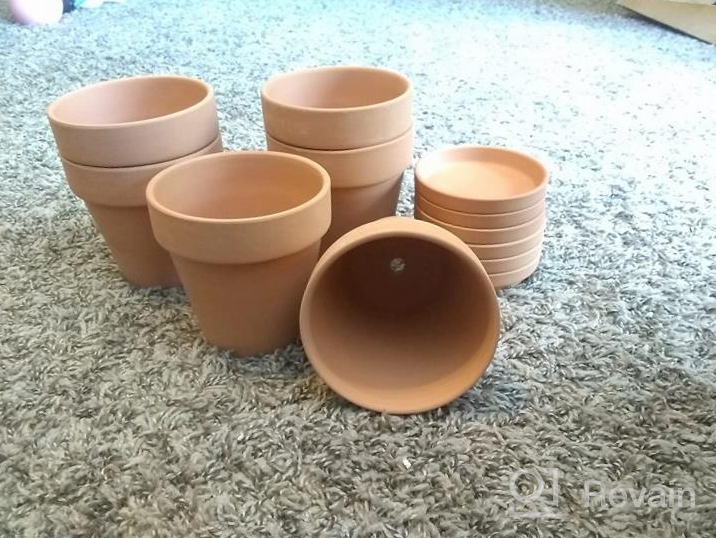 img 1 attached to 6 Pack of 4-Inch White Terra Cotta Pots with Saucers - Small Clay Plant Pots with Drainage Holes, Flower Pots with Trays - Indoor/Outdoor Terracotta Pots for Plants review by Darin Schaffer