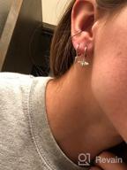 img 1 attached to 💫 Sterling Silver Huggie Drop Earrings with Charm - Moon Star, Spike, Evil Eye, Tiny Hoop Dangle Earrings for Women and Teen Girls review by Tina Harris
