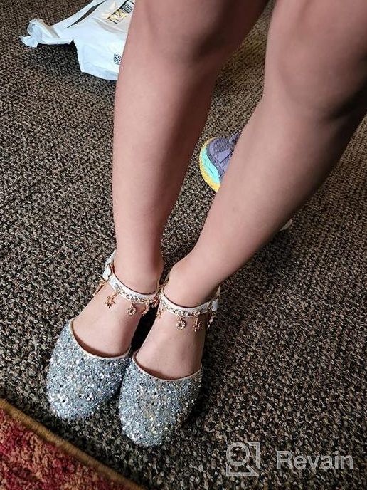 img 1 attached to Sparkling Glitter Bow Dress Shoes With Crystal High Heels For Girls - Ideal For Parties, Weddings, And Dressy Occasions - Perfect For Kids And Toddlers review by Chris Reddick