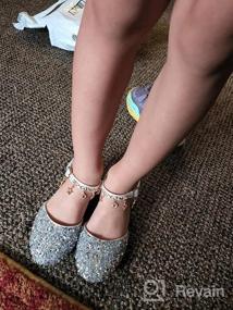 img 8 attached to Блестящие туфли на каблуке с кристаллами и цветочной лентой для девочек - идеальный вариант для вечеринок, свадеб и праздников - отлично подходят для детей и малышей.