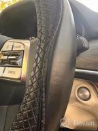 img 1 attached to Valleycomfy Genuine Leather Steering Wheel Cover - Universal 15 Inches, Breathable, Anti-Slip & Odor-Free, Black With Black Lines, For Medium Size Steering Wheels (14 1/2-15 1/4 Inches) review by Scott Wallace