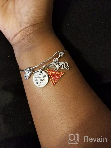 img 1 attached to 🔺 CHOORO Red Triangle Letter Bracelet: Empowering Greek Sorority Gift - She Believed She Could, So She Did (26 Letters) review by Michael Cox