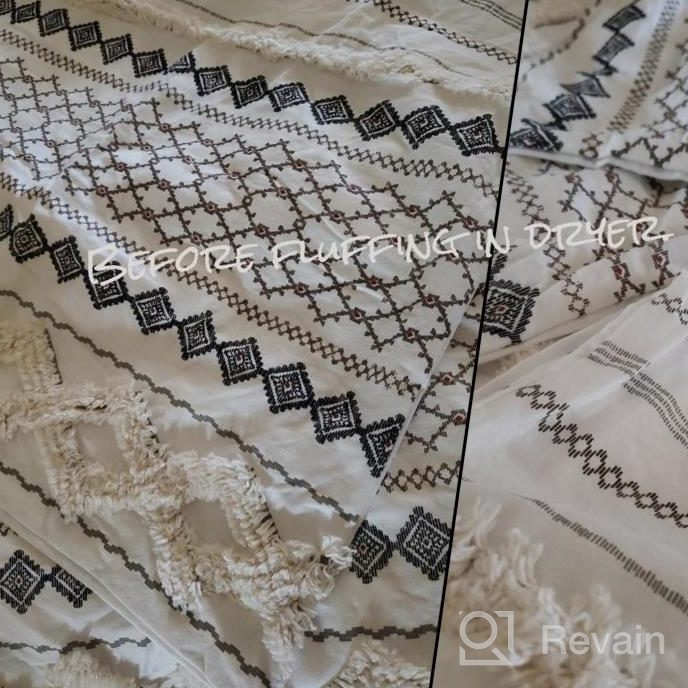 img 1 attached to Mid Century Modern Design Duvet Set - INK+IVY Nea - 100% Cotton, All Season Comforter Cover Bedding Set With Matching Shams, Full/Queen Size, Stripes Teasel Ivory - 3 Piece Set review by Harry Jenkins