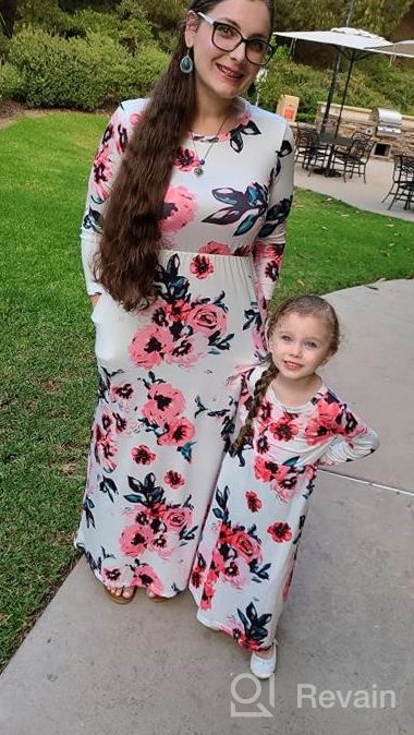 img 1 attached to Stylish Mommy and Me Matching Maxi Dresses with Boho Floral Print and Convenient Pockets from Qin.Orianna review by Melanie Lang