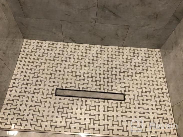 img 1 attached to NeoDrain 24-Inch Brushed Brass Linear Shower Drain With 2-In-1 Flat And Tile Insert Cover - Stainless Steel Rectangle Floor Drain For Showers review by Chris Rigsby