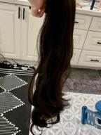 img 1 attached to 22" Long Wavy Full Body Ponytail Extension For Women - FELENDY Drawstring Clip In Hair Piece, Dark Brown, Perfect For Curly Or Body Wave Hairstyles review by Ann Perez