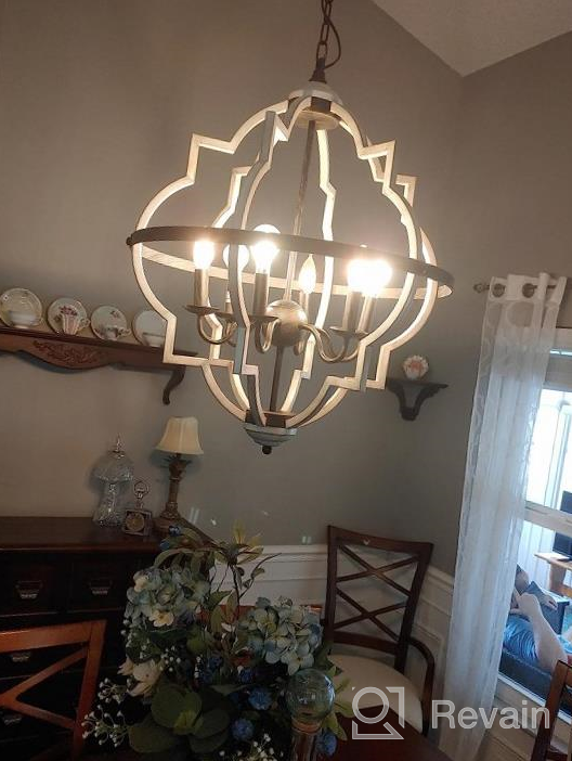 img 1 attached to Rustic Orb Chandelier With Adjustable Height - TZOE 4-Light Metal Vintage Chandelier For Dining Room, Living Room, And Kitchen review by Joel Gardner