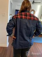 img 1 attached to KANCY KOLE Jean Plaid Denim Jacket Button Down Vintage Trucker Shacket Jacket review by Shannon Taylor