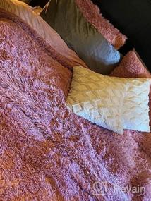 img 6 attached to Побалуйте себя роскошью с XeGe Plush Shaggy Crystal Velvet Velvet пододеяльником - Queen Size Old Pink с искусственным меховым одеялом и наволочками!