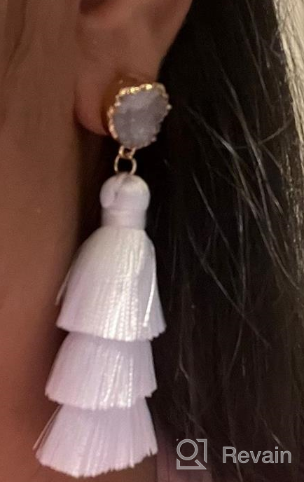 img 1 attached to Colorful Layered Tassel Earrings - Bohemian Tiered Tassel Druzy Stud Dangle Drop Earrings for Women and Teen Girls - Perfect Christmas or Valentine's Day Gift review by Christopher Yap