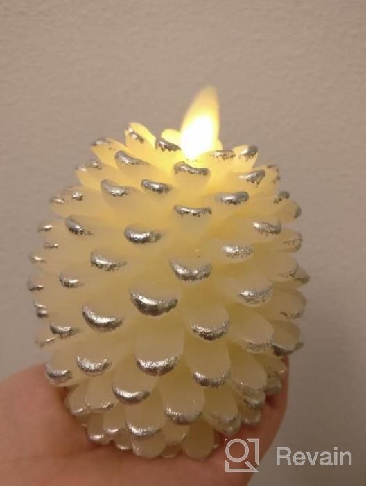 img 1 attached to Pearlized White Pinecone Flameless Candle By Luminara – 3.5" X 4.5" Unscented Battery-Operated LED Candle With Timer And Remote Compatibility review by Flavio Iyer