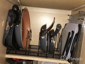 img 4 attached to Organize Your Kitchen In Style With Toplife'S Expandable Pans Organizer Rack - 10 Customizable Compartments For Pans, Bakeware, Lids, And More!