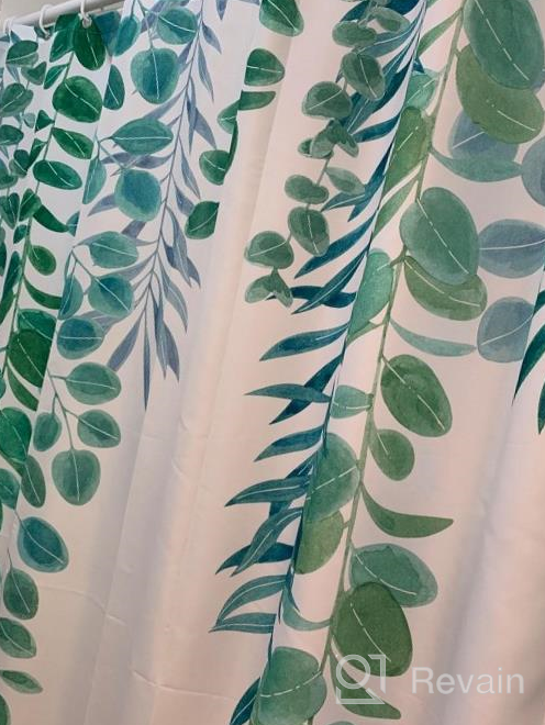 img 1 attached to Botanical Shower Curtain With Leaf Print - LIVILAN Plant Design, Green Eucalyptus And Succulent Pattern, Sage Tones - 72X72 Inches Water-Repellent Fabric With Hooks For Extra Long Coverage review by Eddie Kittylovin