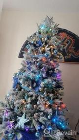 img 5 attached to Сверкающий синий воротник для рождественской елки с блестками - 33,5-дюймовая крышка для подставки для рождественской елки - идеальный декор для дома для отдыха