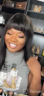 img 1 attached to ALIMICE Straight Human Hair Wigs With Bangs 100% Unprocessed Brazilian Virgin Human Hair Wigs For Black Women None Lace Frontal Wigs Full Head Regular Glueless Wig (20 Inch, Black, 130% Density) review by Julia Turner
