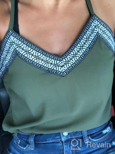 img 1 attached to Women'S V Neck Embroidery Tank Top Loose Sleeveless Shirt Blouse Strappy Casual review by Kathleen Brooks