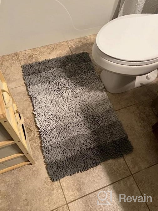 img 1 attached to Plush Chenille Bathroom Rug Mat - Soft, Thick & Absorbent Non-Slip Bath Mats For Shower And Tub - Machine Washable Luxury Shaggy Bath Rugs - 20X32 Inches - Grey review by Enes Patiag