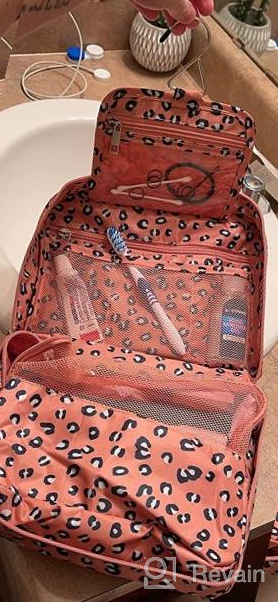 img 1 attached to Leopard Narwey Hanging Travel Toiletry Bag: Waterproof Cosmetic Make Up Organizer For Women & Girls review by Robert Viher