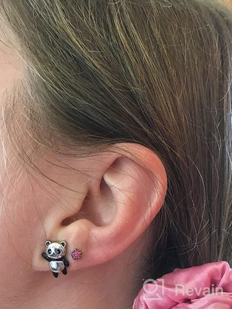 img 1 attached to 🦄 Women's Girls' Sterling Silver Animal Stud Earrings - Panda and Narwhal Jewelry Set for Birthday and Christmas Gifts review by Ivan Carson