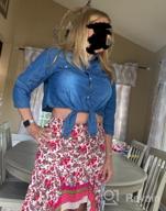 img 1 attached to Stylish Omoone Women'S 3/4 Sleeve Denim Crop Top With Tie Knot Cardigan review by Jasmine Harris