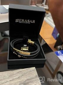 img 5 attached to SERAŞAR Premium Genuine Leather Bracelet [Shine] for Men in Black - Magnetic Stainless Steel Clasp in Black, Silver, and Gold - Includes Exclusive Jewelry Box - Great Gift Idea!