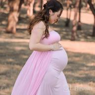 img 1 attached to Stylish And Comfortable: ZIUMUDY Off Shoulder Maternity Maxi Dress For Picture-Perfect Baby Showers review by Briceston Criss