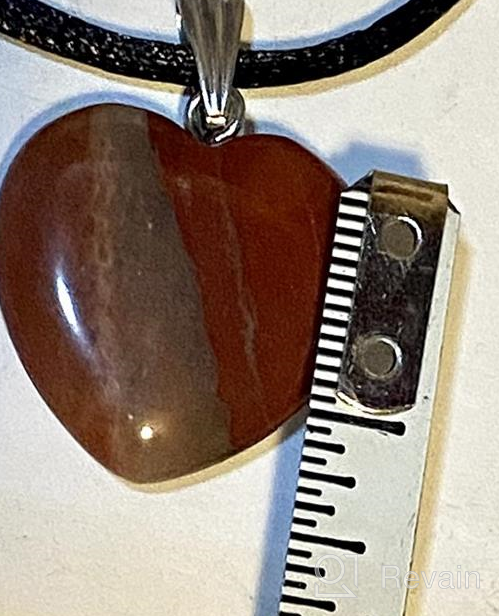 img 1 attached to 💖 20mm Classic Red Jasper Big Heart Collection Necklace - Handmade Crystal Gemstone Charm with 20-22 inch Black Cord review by Brian Wesley