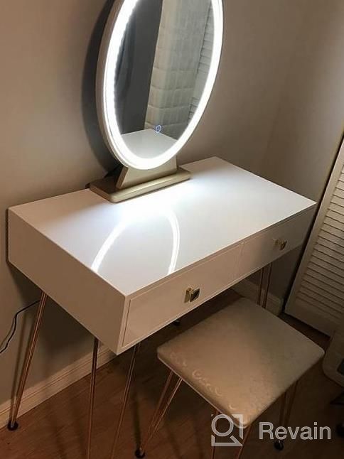 img 1 attached to CHARMAID Vanity Set With Lighted Mirror, 3-Color Touch Screen Dimmable Mirror, 4 Drawers, Bedroom Makeup Dressing Table With Cushioned Stool For Women Girls (Rustic Brown) review by Donnell Cursed