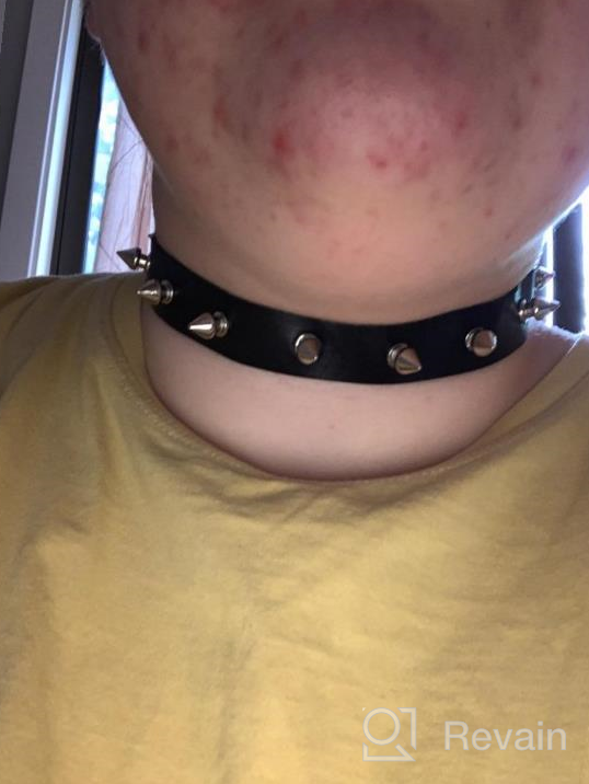 img 1 attached to Punk Goth Studded Rivet PU Leather Choker Necklace - SUNSCSC Vintage review by Kiko Fanandriansyah