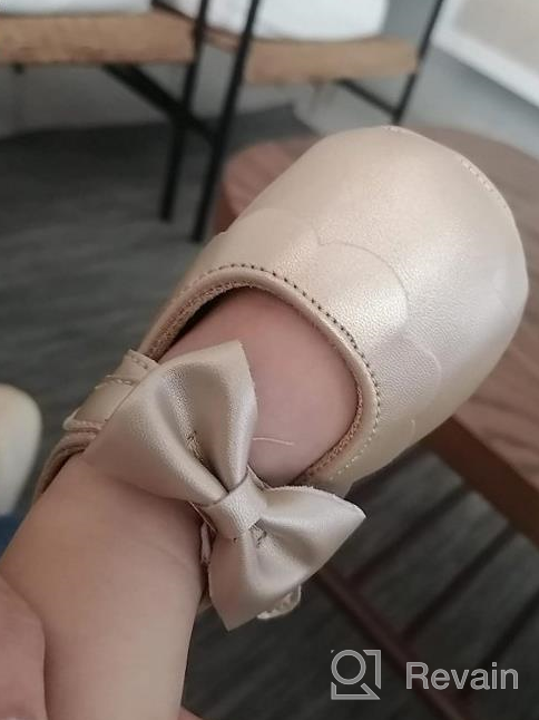 img 1 attached to LAFEGEN Non-Slip Mary Jane Flats With Bow For Baby Girls - Soft PU Leather First Walker Dress Shoes For Newborns, Infants, And Toddlers review by Nicholas Gendron