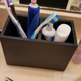 img 7 attached to Marble Multi-Purpose Organizer: 2 Compartments For Makeup Brushes, Toothbrushes, And More - Convenient Bathroom Accessory For Makeup And Accessories Storage