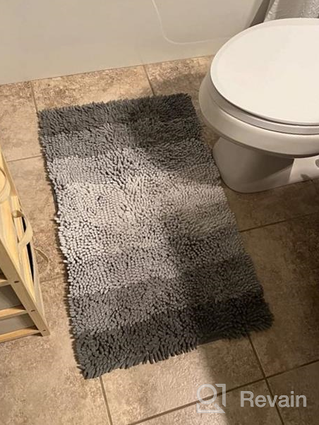 img 1 attached to OLANLY Luxury Chenille Bathroom Rug Mat, Extra Soft Thick Absorbent Shaggy Bath Rugs, Non-Slip Machine Wash Dry Plush Bath Mats For Bathroom, Tub And Shower, 20X32, Black review by Imran Roach