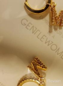 img 5 attached to Персонализированные серьги Fettero Initial: маленькие и гипоаллергенные подвески с бриллиантами, кубическим цирконием и обручами Huggie Hoops с покрытием из 18-каратного золота для женщин AZ