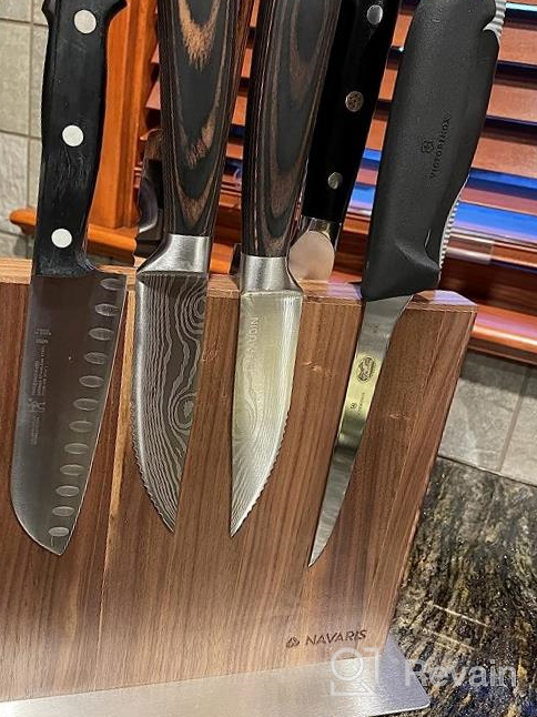 img 1 attached to Organize Your Kitchen Knives And Utensils With Navaris Wood Magnetic Knife Block - Double Sided Magnetic Holder In Walnut Wood review by David Jenkins