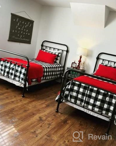 img 1 attached to 100% Washed Cotton Red Black Buffalo Check Duvet Cover Set With Zipper Closure - VEEYOO Extra Soft And Breathable Twin Comforter Cover For Elevated Style And Comfort review by Chase Cooper