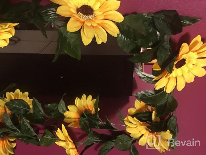 img 1 attached to 2-Pack Artificial Sunflower Garland Vine with Silk Sunflowers and Green Leaves - Ideal for Wedding Table Décor review by Jason Yancy