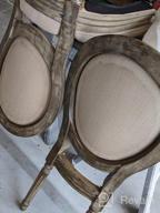 img 1 attached to 🪑 Set of 2 Distressed Beige Fabric French Farmhouse Chairs with Round Rattan Back - Elegant Tufted Kitchen and Dining Room Furniture review by Rahul Schatz