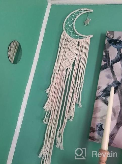 img 1 attached to Macrame Wall Hanging Dream Catcher With Tassel - White Cotton Handmade Boho Home Decor Ornament For Kids Bedroom Dorm Room review by Devin Tanner