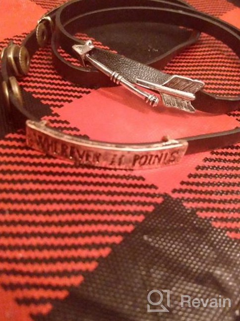 img 1 attached to 🎯 LUX ACCESSORIES Stylish Faux Leather Wrap Bracelet with Follow Your Arrow Design review by Tsar Smithlin