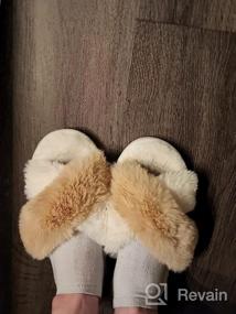 img 7 attached to Women'S Cross Band Slippers Fuzzy Soft House Slippers Plush Furry Warm Cozy Open Toe Fluffy Home Shoes Comfy Winter Indoor Outdoor Slip On Breathable