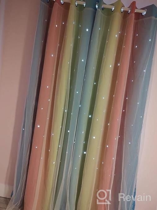 img 1 attached to Anjee Star Curtains For Kids 2 In 1 Double Layer Blackout Curtains Grommets Top Star Cutout Ombre Rainbow Curtains Sheer For Living Room Girls Bedroom 2 Panels In 52 X 84 Inch, Pink And Yellow review by Jerry Olson