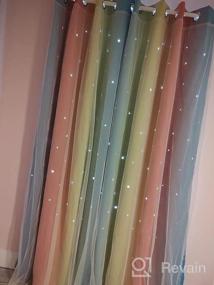 img 5 attached to Anjee Star Curtains For Kids 2 In 1 Double Layer Blackout Curtains Grommets Top Star Cutout Ombre Rainbow Curtains Sheer For Living Room Girls Bedroom 2 Panels In 52 X 84 Inch, Pink And Yellow