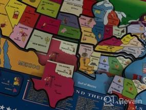 img 8 attached to Деревянная головоломка с картой США из 46 предметов для детей - образовательные географические пазлы Карта США, подарок на день рождения для мальчиков и девочек от Joqutoys