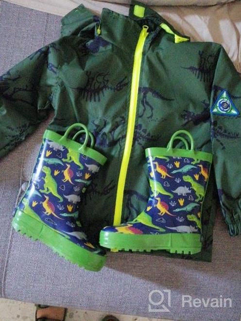img 1 attached to Waterproof Boys Rain Jacket - Lightweight Zipper Hoodies W/ Dinosaurs Design For Kids Outerwear review by Dale Emmel
