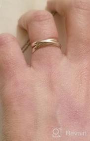 img 6 attached to 💍 High-Polish Triple Interlocked Rolling Ring in 925 Sterling Silver with Rose & Yellow Gold Flashing, Available in Half and Full Sizes 5-14