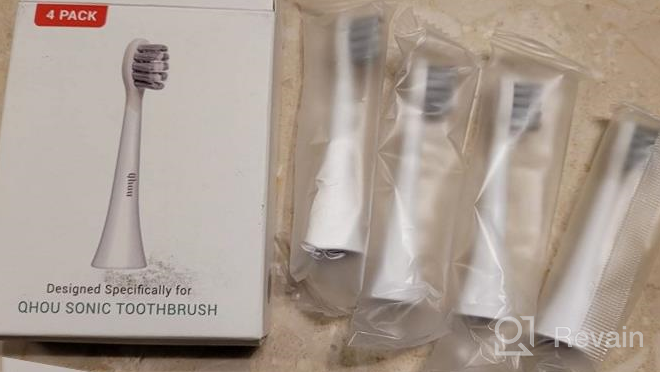 img 1 attached to 🦷 Qhou Sonic Electric Toothbrush Replacement Heads - 4 Pack of Professional Dupont Electric Toothbrush Heads for Adults (Grey) review by David Strawn
